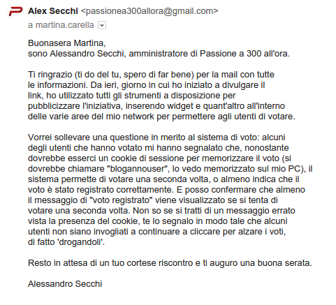 NON Votate "Passione a 300 all'ora" come blog dell'anno